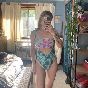 two piece reversible suspender bikini set